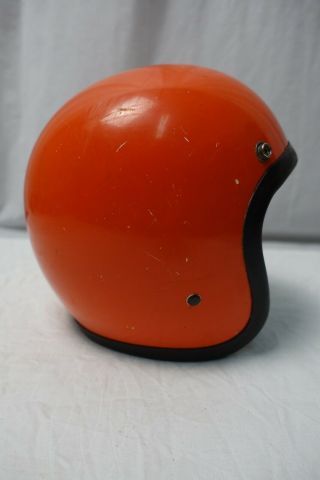 VINTAGE BELL TOPTEX 1960 ' S MOTORCYCLE RIDING HELMET ORANGE SZ - 6 7/8 4