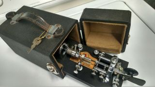 Vintage Telegraph Key Vibroplex With Carrying Box