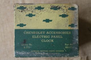 VTG 1949 - 1950 Chevrolet Electric Panel Dash Clock Car Truck Orig.  Box Hardware 7