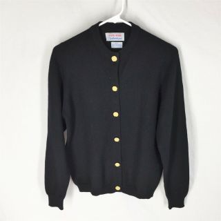 Vintage Black 100 Cashmere Cardigan Gold Buttons By Ballantyne Size Small