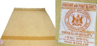 Vintage Hudsons Bay 3.  5 Point Wool Striped Blanket 74 X 60