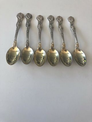 (6) Gorham King George Sterling Silver Demitasse Spoon 4 1/4 " Set Of Six