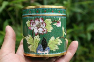 Chinese Cloisonne Enamel Tea Caddy Box and Cup with Lid 3