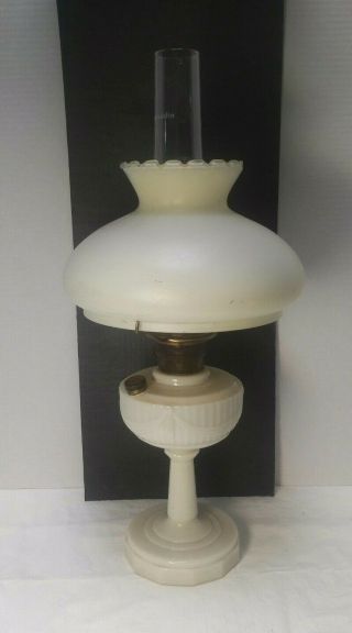 Vintage Aladdin Alacite Glass Base Measures 10 " Tall Lincoln Drape Kerosene Lamp