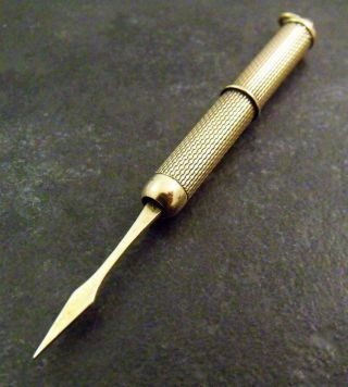Vintage 9ct Solid Gold Hallmarked Retractable Toothpick Fob By Cohen & Charles