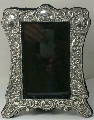 Antique Hallmarked Sterling Silver Fronted Photo Frame (7 ¾” X 6 ½ “) – 1908