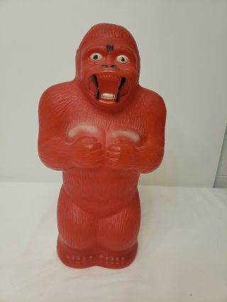 Rare Red Vintage Aj Renzi Blow Mold Gorilla King Kong 16 " Plastic Bank 1960 