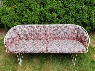 Vintage Homecrest White Wrought Iron Patio Couch & Chair Rocker/Bouncer 3 Pc Set 4