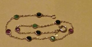 Vintage Solid 18kt Gold Ruby Emerald Saphire Bracelet