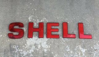 Vintage Shell Reflective Sign Letters Large Letters 15 " X 13 1/4 "