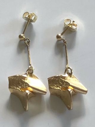 Lapponia Sterling Silver Mid Century Earrings Finland Gold Coated