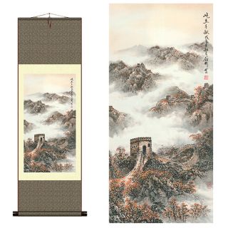 Home Decor Chinese Silk Scroll Painting Mountains Painting " 屹立千秋 " Decoration