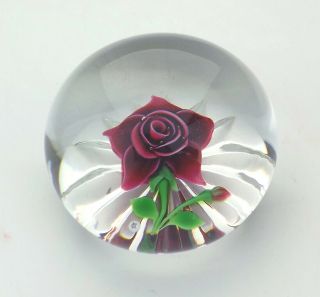 Vintage Baccarat Glass - Rose Fond Etoile - Lampwork Paperweight - 2