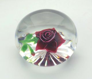 Vintage Baccarat Glass - Rose Fond Etoile - Lampwork Paperweight - 4