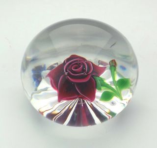 Vintage Baccarat Glass - Rose Fond Etoile - Lampwork Paperweight - 6