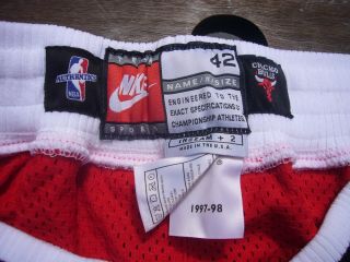 1997 - 98 Nike Chicago Bulls Pro Cut Game Issued NBA Shorts 42,  2” Vtg Jordan 5