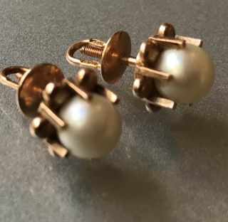 Rare Vintage Soviet Golden Pearl Earrings