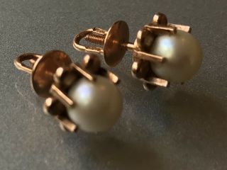 Rare Vintage Soviet Golden Pearl Earrings 3
