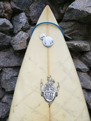 Vintage Jeff Bushman Hand Crafted Surf Board Signed 4
