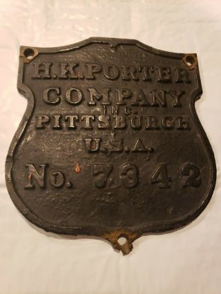 H.  K.  Porter Locomotive Train Builders Plate 7342 Rare Vintage Train Railroad
