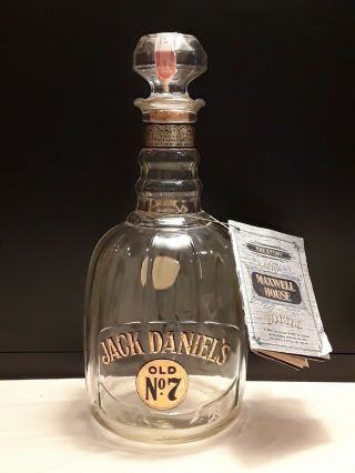 Vintage Jack Daniels Old No7 Decanter Liquor Whiskey Bottle Maxwell House Tag