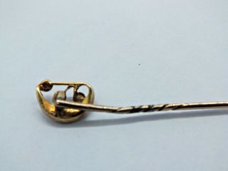 Antique Vintage 14ct yellow gold Pearl and Emerald tie pin. 7