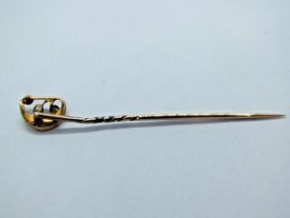 Antique Vintage 14ct yellow gold Pearl and Emerald tie pin. 8