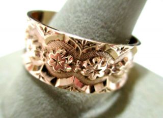 FABULOUS Antique VICTORIAN Rose Gold Filled FLORAL Motif WEDDING BAND RING c1890 4