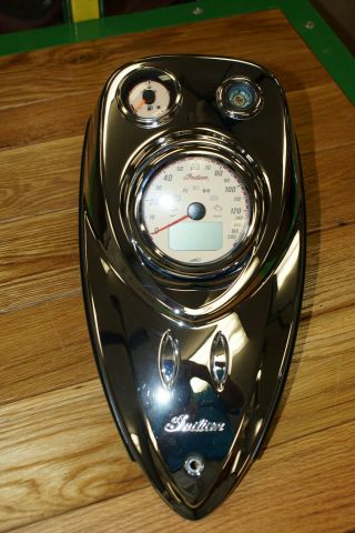 Indian Motorcycle Chief Vintage Console Tank Chrome With Speedometer,  Gas Gauge