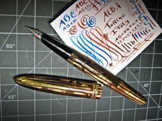 Vtg Alba Torino M2 N6 Italy W/ Flex Nib Great Color Fountain Pen Lever Filler