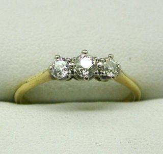 Vintage 18 Carat Gold And Platinum Three Stone Diamond Ring Size N