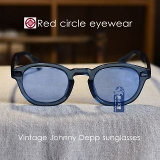 Retro Vintage Johnny Depp Sunglasses Mens Womens Solid Acetate Glasses Blue Lens