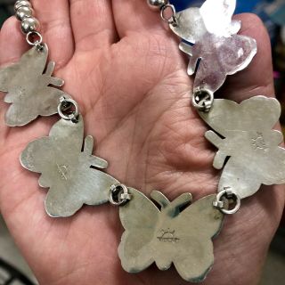 Vintage Hopi Overlay Butterfly Sterling Silver Necklace By Weaver Selina 4