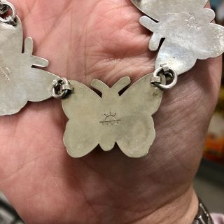 Vintage Hopi Overlay Butterfly Sterling Silver Necklace By Weaver Selina 5