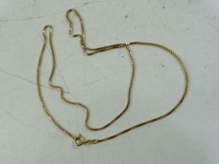 Vintage 14k Solid Yellow Gold Box Link Necklace Chain 20 " Long 4.  4 Grams Retro