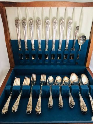 W.  M.  Rogers & Son Silverplate Floral Pattern Flatware Set & Box (49 Pc Set)