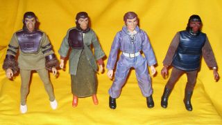 Vintage Mego Planet Of The Apes 8 " Figures: Cornelius,  Zira,  Astronaut & Soldier