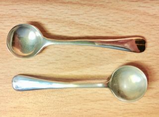 Solid Silver Cased Pair Open Salts & Spoons Sydney & Co.  Birmingham 1913/22. 8