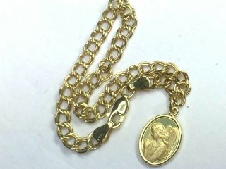 Italian 14k Yellow Gold Angel Charm Double Link Bracelet.  6 ".  3.  6gm Nwot Italy