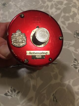 Rare Red Abu Ambassadeur 4500 Fishing Reel Sweden Narrow Spool Hi Speed 780800