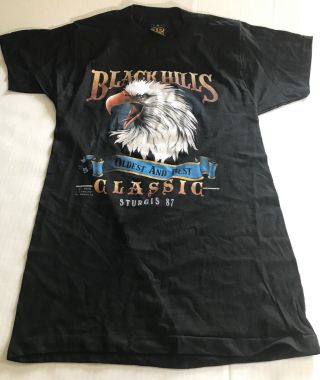 Vintage Black Hills Classic Sturgis ‘87 3d Emblem Tshirt Medium Made In Usa