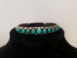 Vintage Sterling Silver & Turquoise Cuff Bracelet Navajo