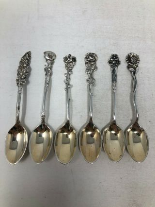 Reed & Barton Harlequin Sterling Silver Set Of 6 Demitasse Spoons 4 1/8 " No Mono