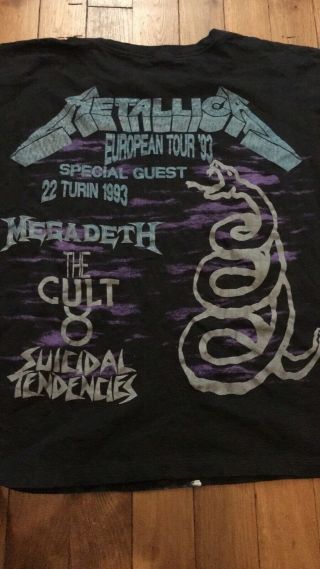 Vintage Metallica Shirt 1993 European Tour Date M/l Single Stitch