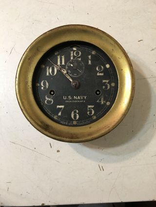 Vintage Seth Thomas Us Navy Ships Clock Salvage Project Deck Clock No.  3