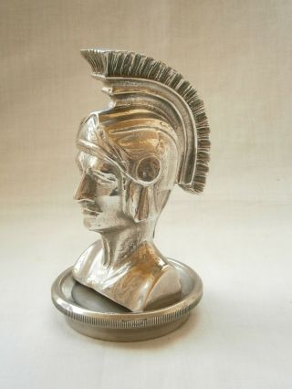 Antique Car Mascot Hood Ornament Roman Soldier Head 1930 