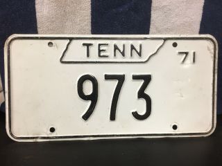 Vintage 1971 Tennessee License Plate “low Number/vanity 973”