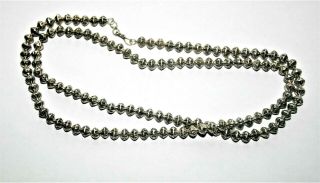 Gorgeous Vintage Navajo Hand Crafted Fluted Sterling Silver Beads 29 " Necklace