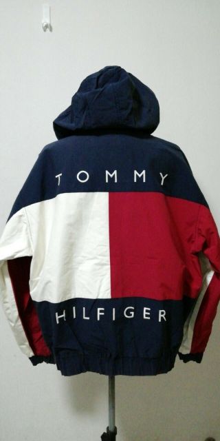 Vintage​ Tommy​ Hilfiger​ Big​ Logo​ Reversible​ Hooded Parka​ Jacket​ Size L