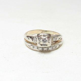 1940s Vintage 14k Yellow,  White Gold 0.  12 Ct Brilliant Cut Diamond Ring 0.  20 Cts